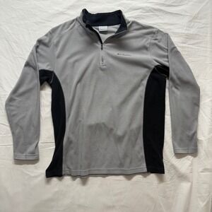 Columbia Mens Fleece Pullover Jacket Gray Black and gray Quarter Zip Size L